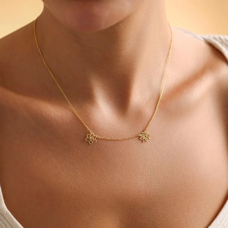 カスタマイズされた誕生花ネックレス女性子供 Stianles - Birth Flower Necklace のレビューと価格