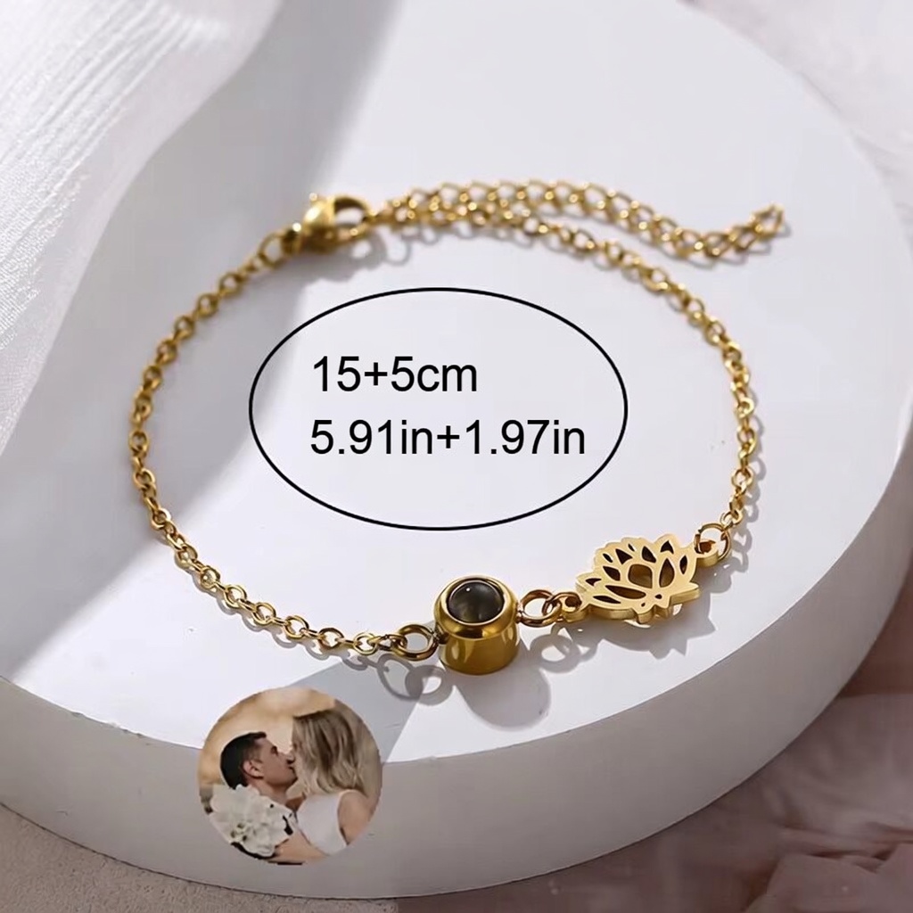 カスタム写真ブレスレット ステンレススチールチェーン パーソ - Birth Flower Necklace のレビューと価格