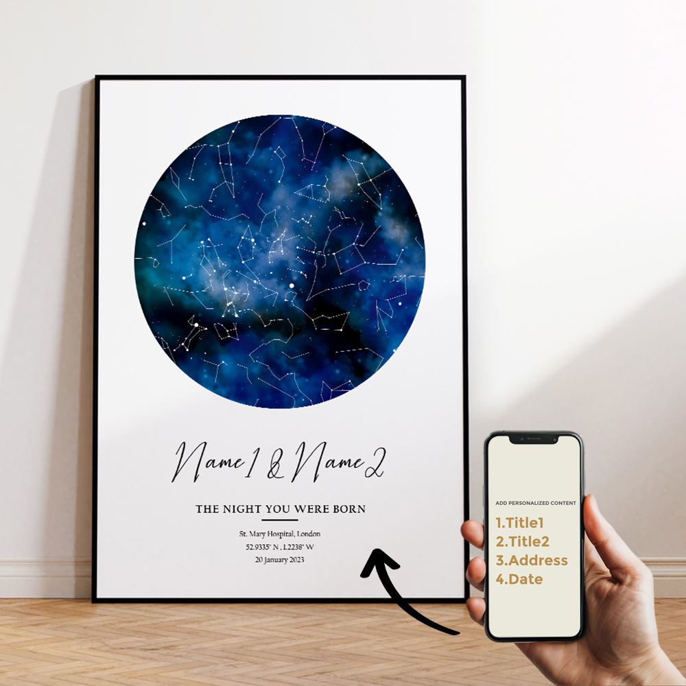現代風カスタムパーソナライズ夜空星図ウォールアートキャンバス - Custom Map Poster のレビューと価格