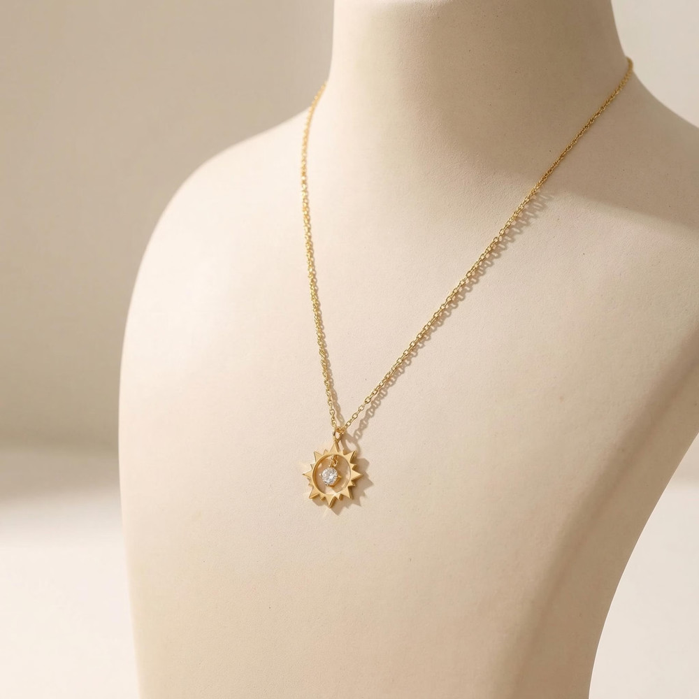 カスタムヴィンテージサンネックレス ステンレス製 ミニマリス - Birth Flower Necklace のレビューと価格