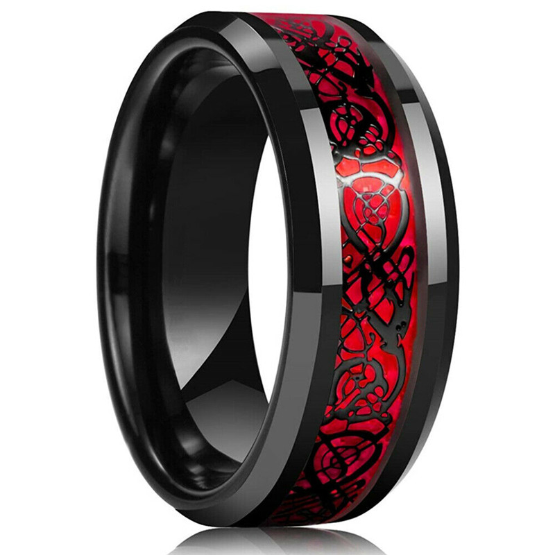 ファッション 8 ミリメートルメンズステンレス鋼ケルトドラゴ - Initial Ring Custom のレビューと価格