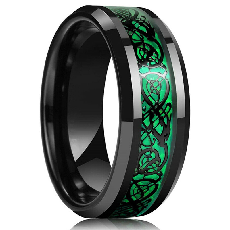 ファッション 8 ミリメートルメンズステンレス鋼ケルトドラゴ - Initial Ring Custom のレビューと価格