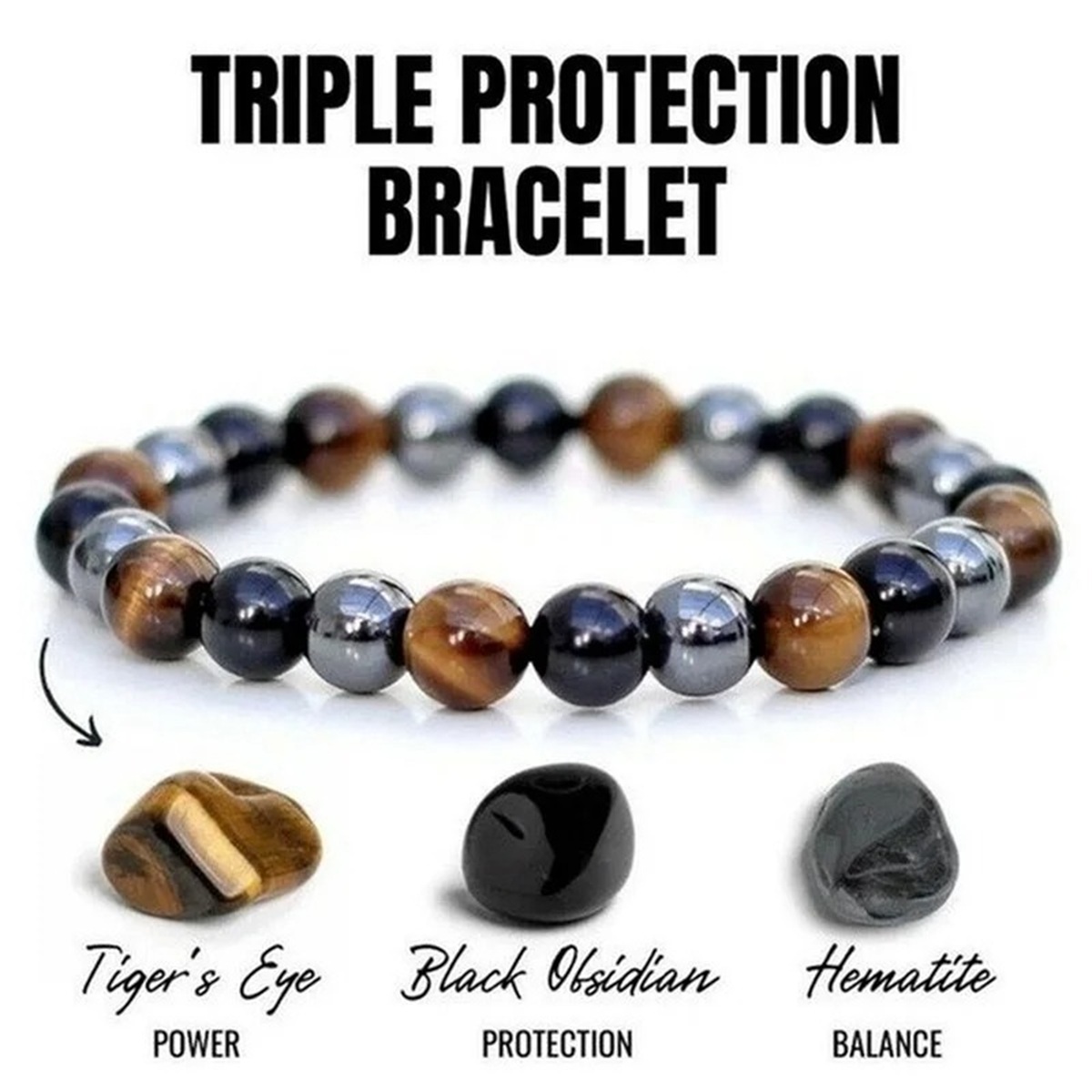 男性用ブレスレット 磁気ヘマタイト タイガーアイ ブラックオ - Coordinates Bracelet のレビューと価格