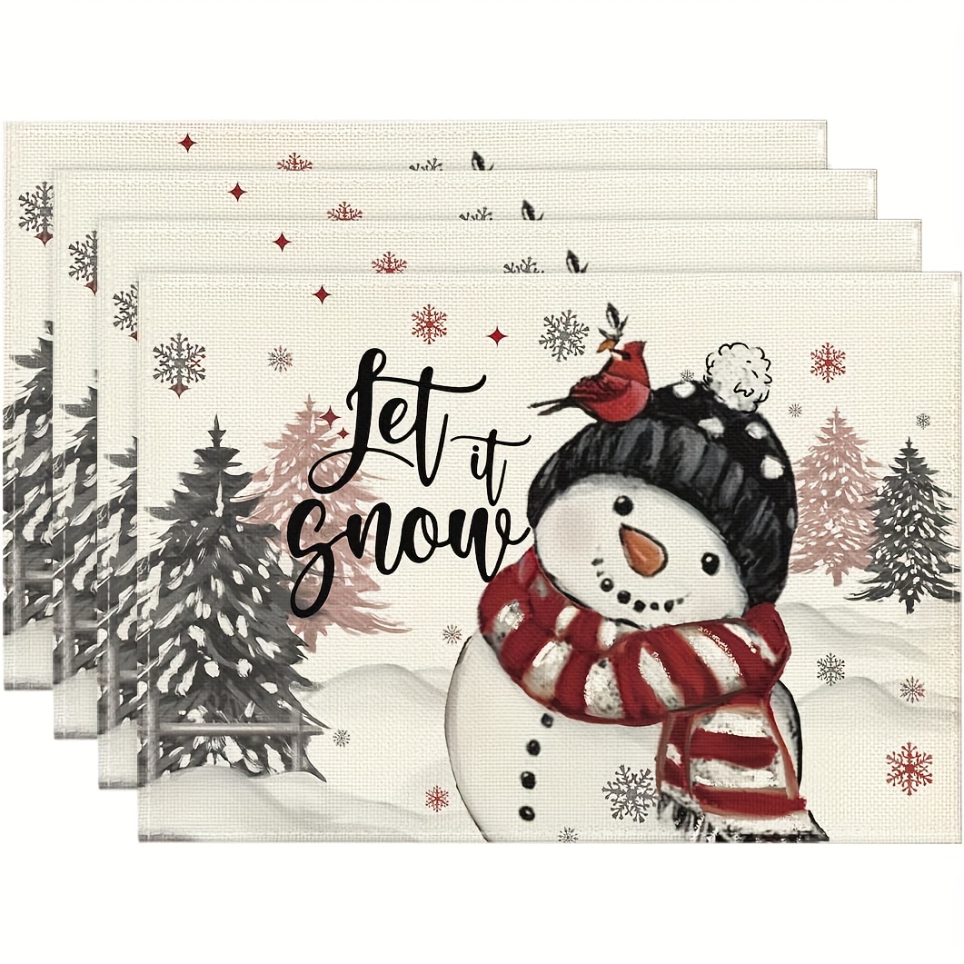 ピンクのクリスマスツリープリントプレースマットかわいい雪の結 - Family Tree Print のレビューと価格