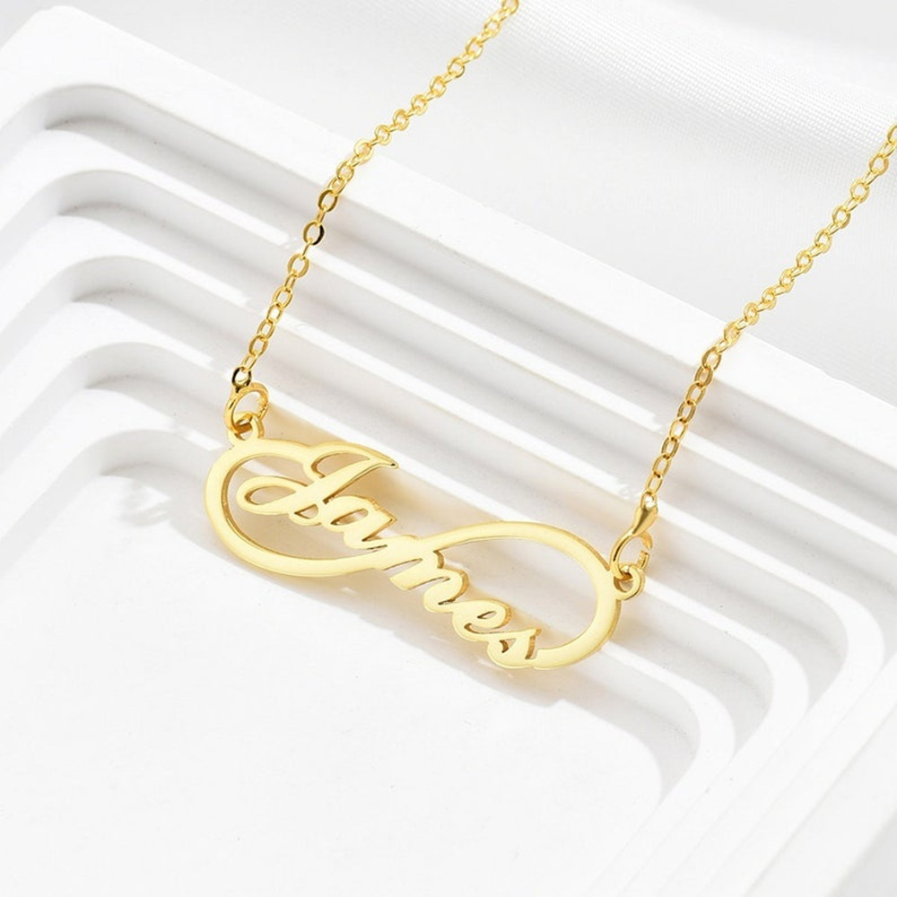 カスタム インフィニティ ネームネックレス ゴールドメッキ  - Birth Flower Necklace のレビューと価格