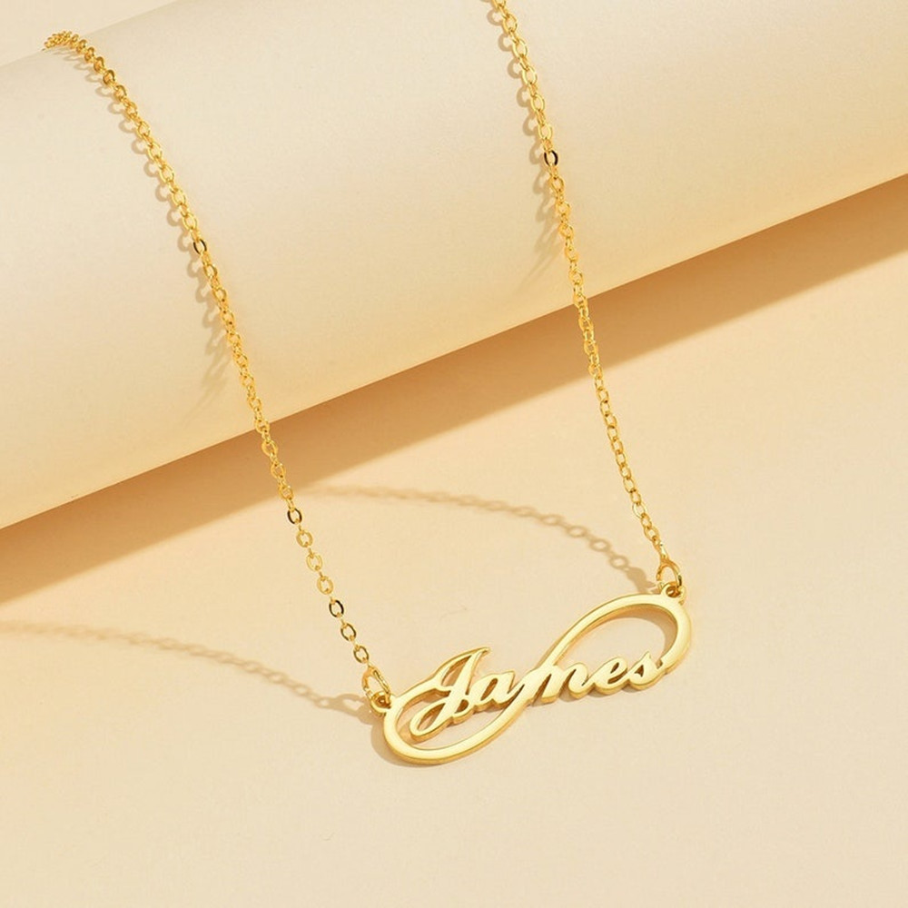 カスタム インフィニティ ネームネックレス ゴールドメッキ  - Birth Flower Necklace のレビューと価格