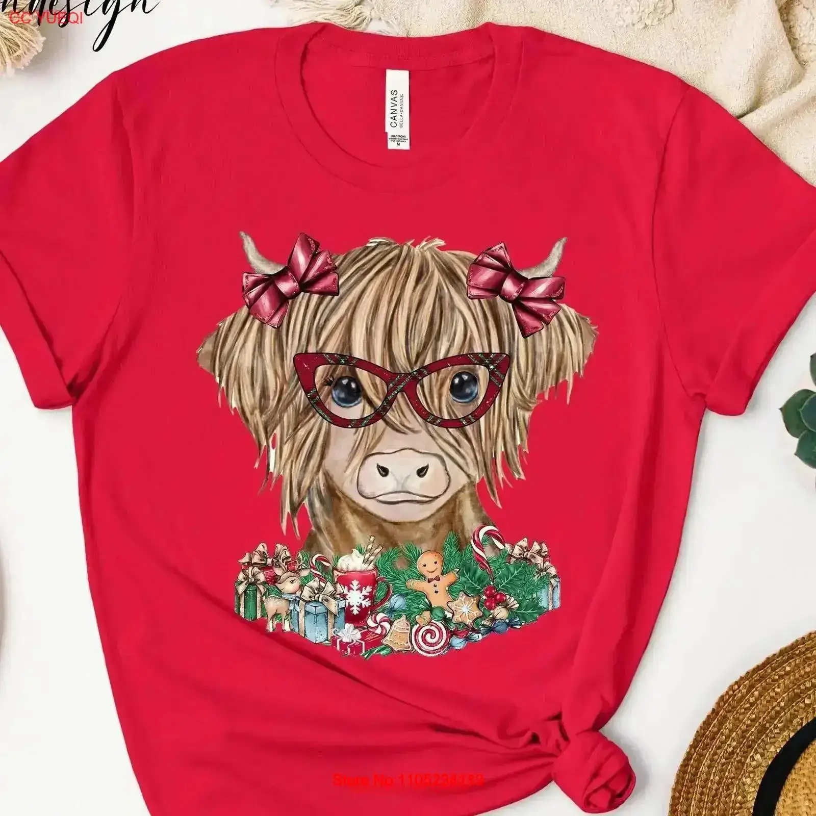 クリスマス ハイランド カウ Tシャツ メリー ファニー ク - Family Tree Print のレビューと価格