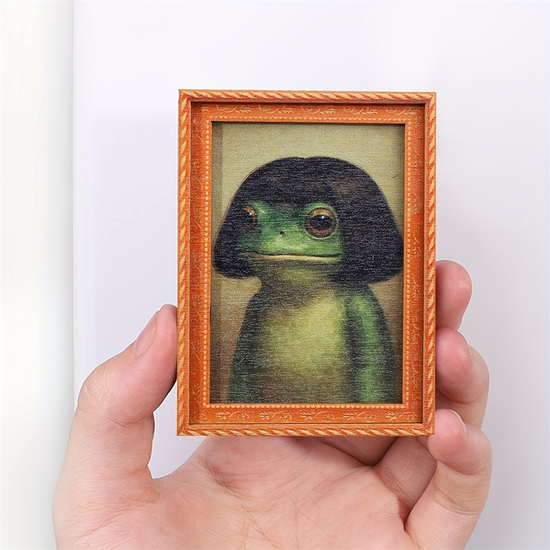 ミニ木製フォトフレームカエル冷蔵庫マグネット面白い緑のカエル - Engraved Wood Frame のレビューと価格