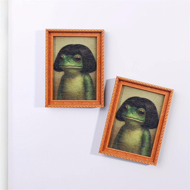 ミニ木製フォトフレームカエル冷蔵庫マグネット面白い緑のカエル - Engraved Wood Frame のレビューと価格
