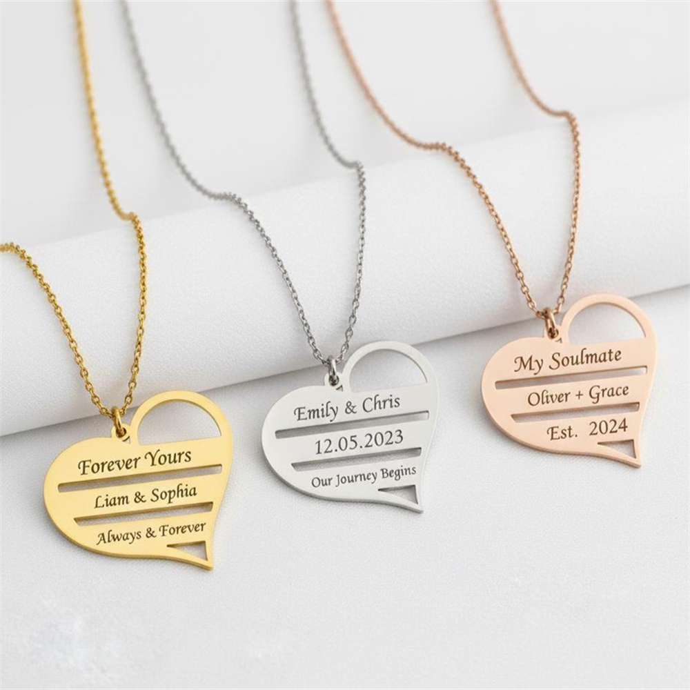 カスタムハートネックレス ステンレス製 パーソナライズされた - Birth Flower Necklace のレビューと価格