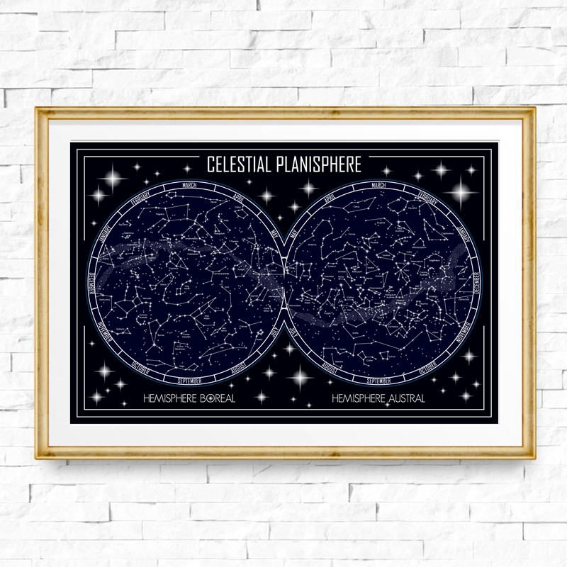 天体planisphereマップキャンバスポスター幾何学的ミ - Custom Star Map のレビューと価格