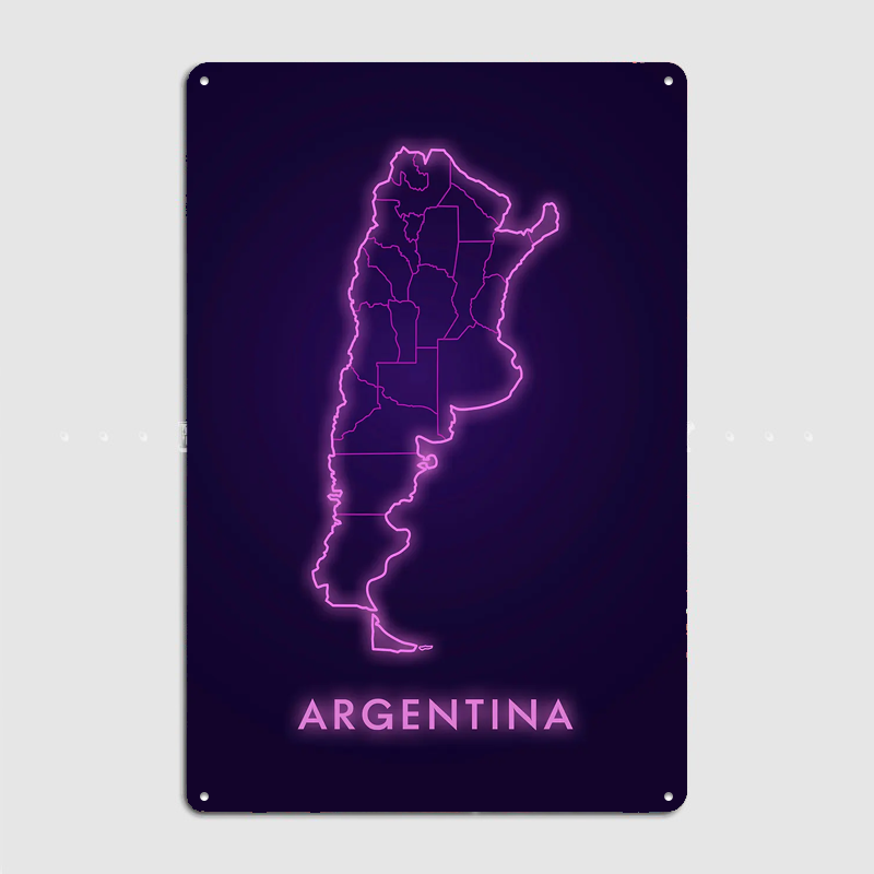 アルゼンチンネオンマップメタルサインパブクラブクールネオンヴ - Custom Map Poster のレビューと価格
